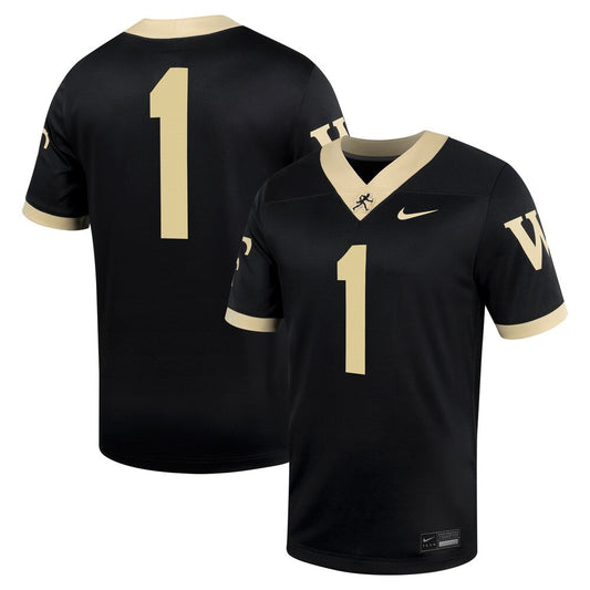 1 Black Wake Forest Demon Deacons Untouchable Football Jersey - retro stitched football jersey for 1 Black fans