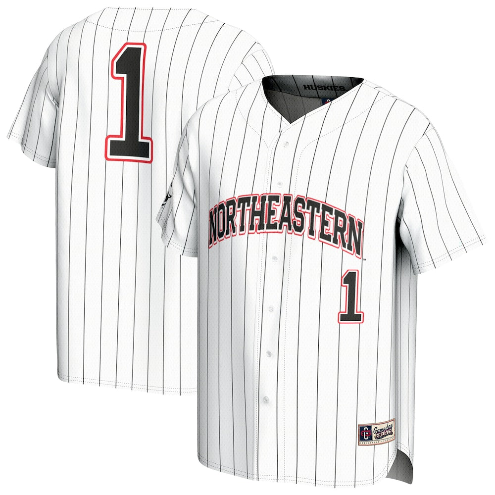 Gameday Greats White Northeastern Huskies Lightweight Collegiate Baseball Fashion Jersey - retro stitched baseball jersey for Gameday Greats fans