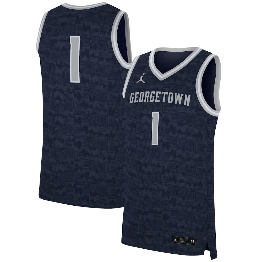 1 Navy Georgetown Hoyas Replica Jersey - retro stitched jersey jersey for 1 Navy fans