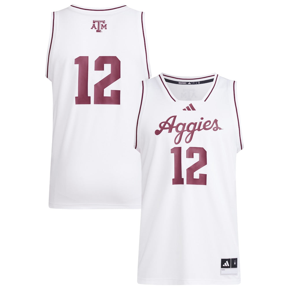 12 White Texas Am Aggies Replica Swingman Jersey - retro stitched jersey jersey for 12 White fans