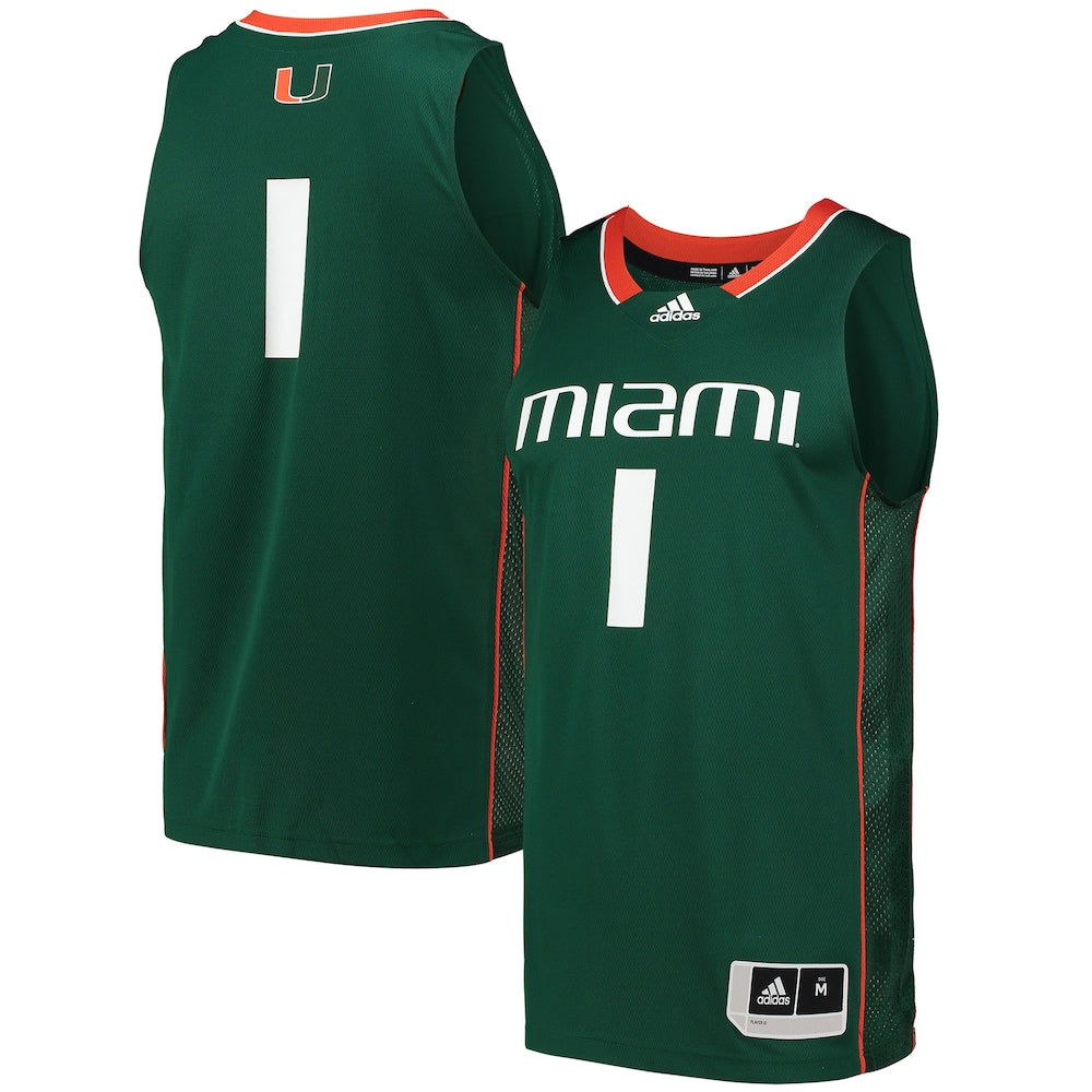 1 Green Miami Hurricanes Swingman Basketball Jersey - retro stitched basketball jersey for 1 Green fans