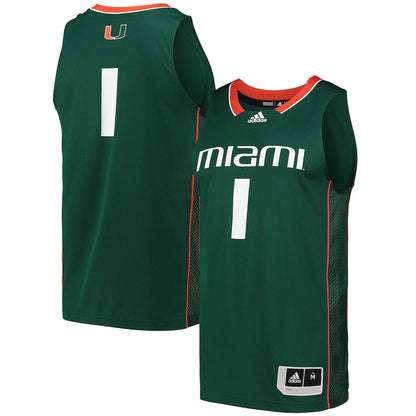1 Green Miami Hurricanes Swingman Basketball Jersey - retro stitched basketball jersey for 1 Green fans