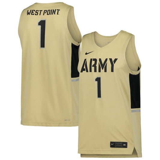 1 Gold Army Black Knights Team Replica Basketball Jersey - retro stitched basketball jersey for 1 Gold fans