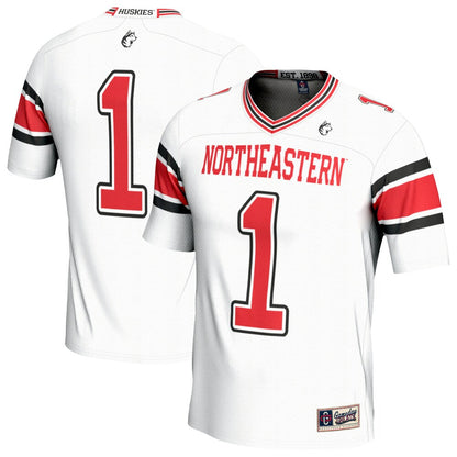 Gameday Greats White 1 Northeastern Huskies Lightweight Collegiate Football Fashion Jersey - retro stitched football jersey for Gameday Greats fans