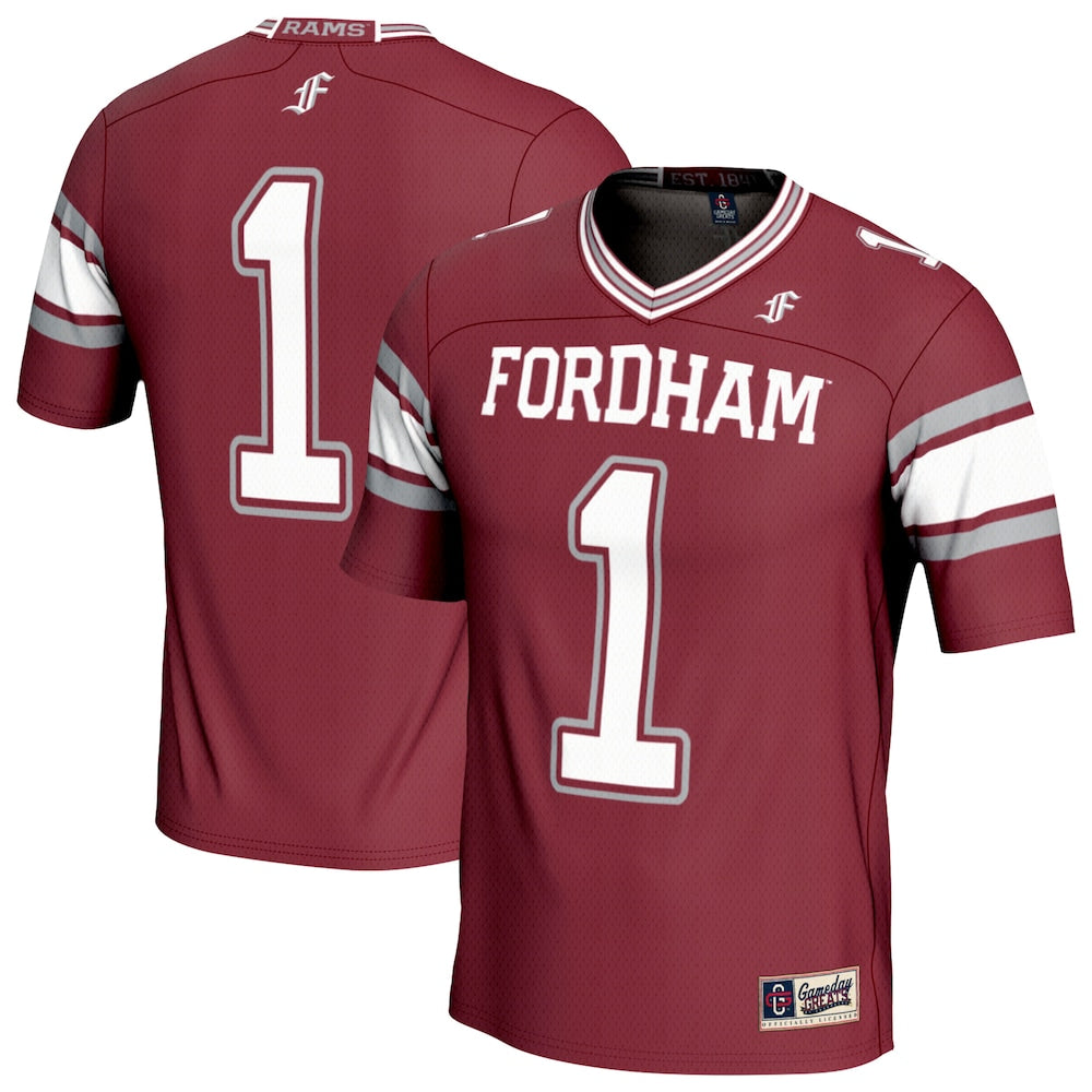 Gameday Greats Maroon 1 Fordham Rams Lightweight Collegiate Football Fashion Jersey - retro stitched football jersey for Gameday Greats fans
