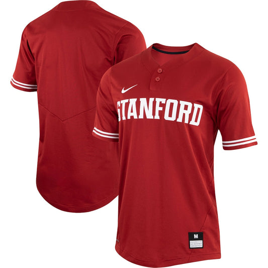 Red Stanford Cardinal Two Button Replica Baseball Jersey - retro stitched baseball jersey for Red Stanford fans