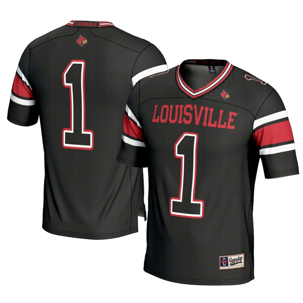Gameday Greats 1 Black Louisville Cardinals Football Jersey - retro stitched football jersey for Gameday Greats fans