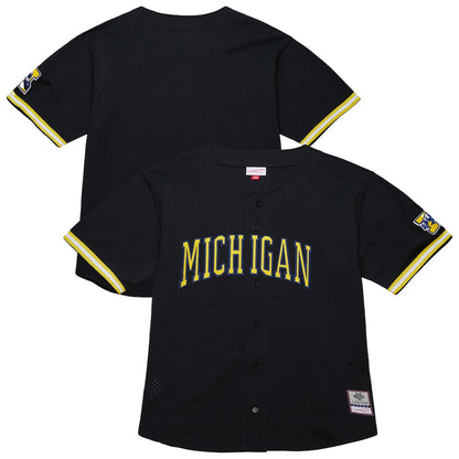 Black Michigan Wolverines On The Clock Full Button Fashion Jersey - retro stitched jersey jersey for Black Michigan fans