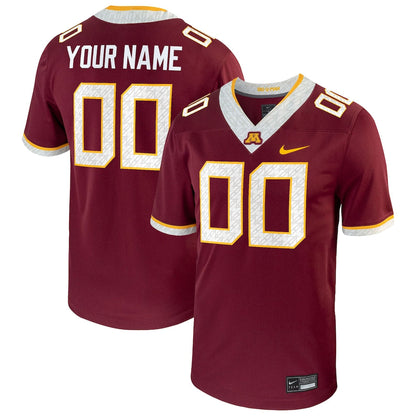 Maroon Minnesota Golden Gophers Football Custom Game Jersey - retro stitched football jersey for Maroon Minnesota fans