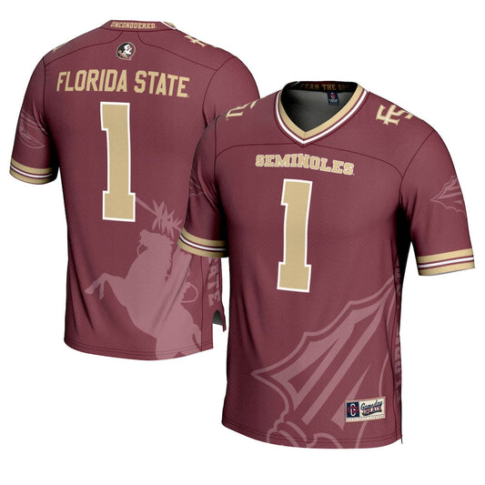 Gameday Greats 1 Garnet Florida State Seminoles Icon Print Football Fashion Jersey - retro stitched football jersey for Gameday Greats fans