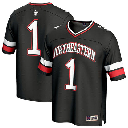 Gameday Greats Black 1 Northeastern Huskies Lightweight Collegiate Football Fashion Jersey - retro stitched football jersey for Gameday Greats fans