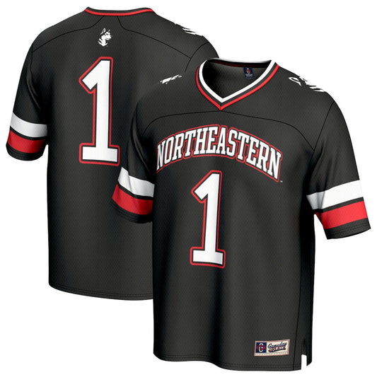 Gameday Greats Black 1 Northeastern Huskies Lightweight Collegiate Football Fashion Jersey - retro stitched football jersey for Gameday Greats fans