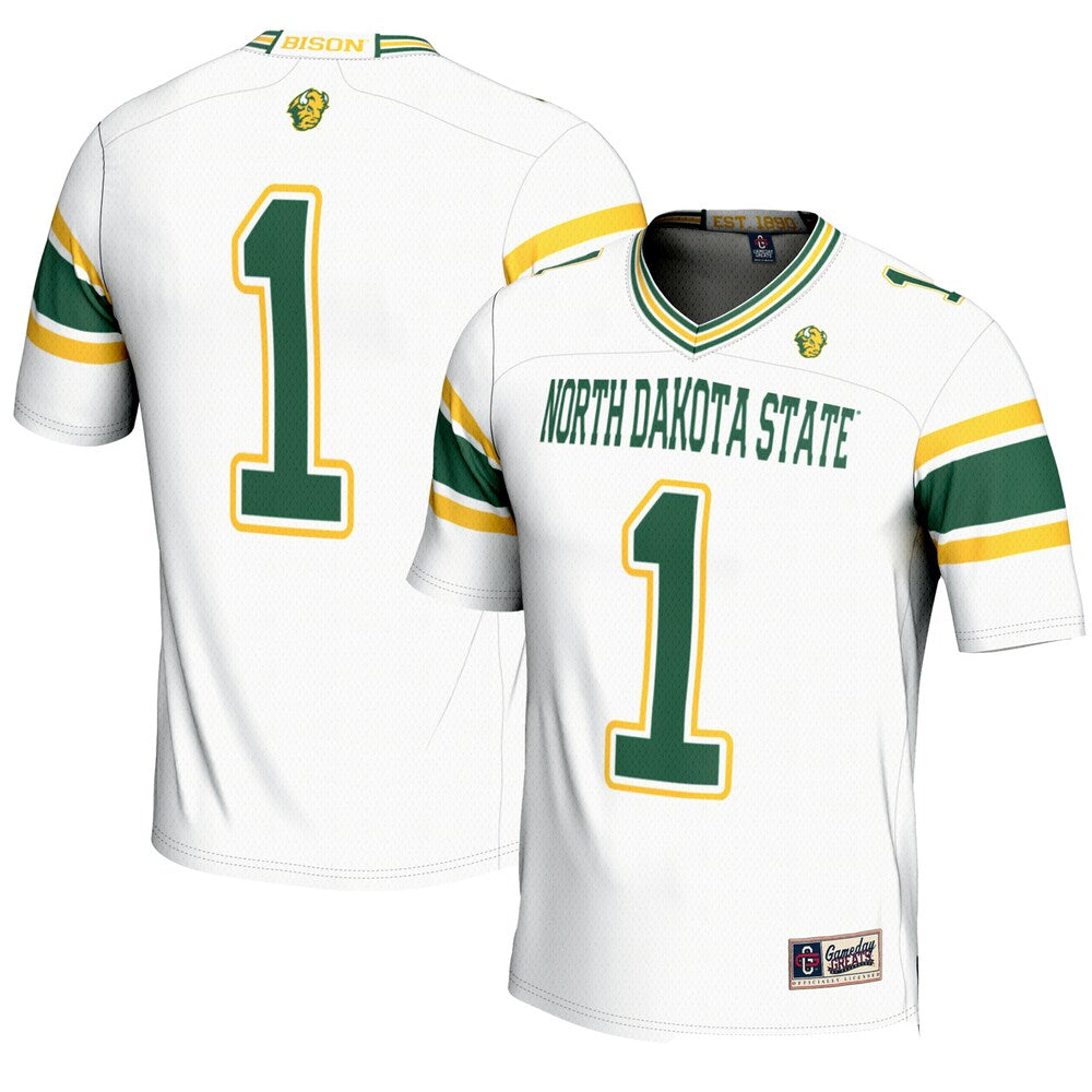 Gameday Greats 1 White Ndsu Bison Endzone Football Jersey - retro stitched football jersey for Gameday Greats fans
