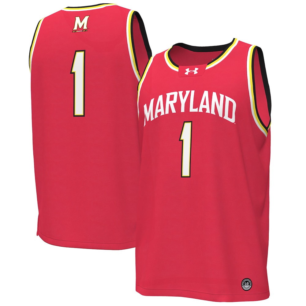 1 Red Maryland Terrapins Replica Basketball Jersey - retro stitched basketball jersey for 1 Red fans