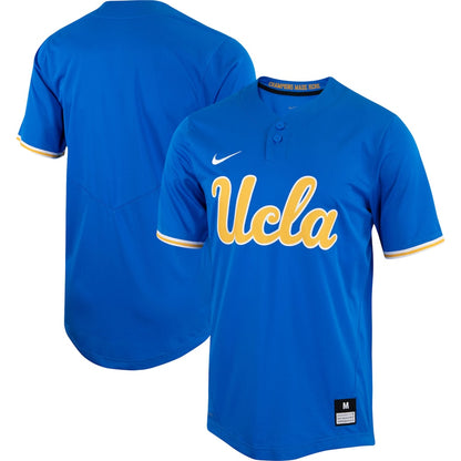 Blue Ucla Bruins Two Button Replica Softball Jersey - retro stitched jersey jersey for Blue Ucla fans