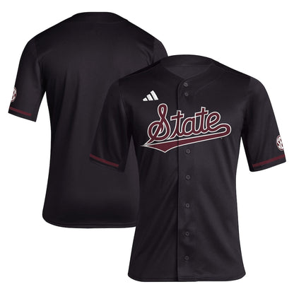 Black Mississippi State Bulldogs Replica Baseball Jersey - retro stitched baseball jersey for Black Mississippi fans