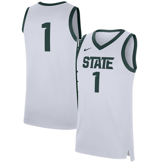 1 White Michigan State Spartans Replica Jersey - retro stitched jersey jersey for 1 White fans