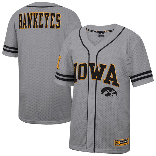 Colosseum Gray Iowa Hawkeyes Free Spirited Baseball Jersey - retro stitched baseball jersey for Colosseum Gray fans