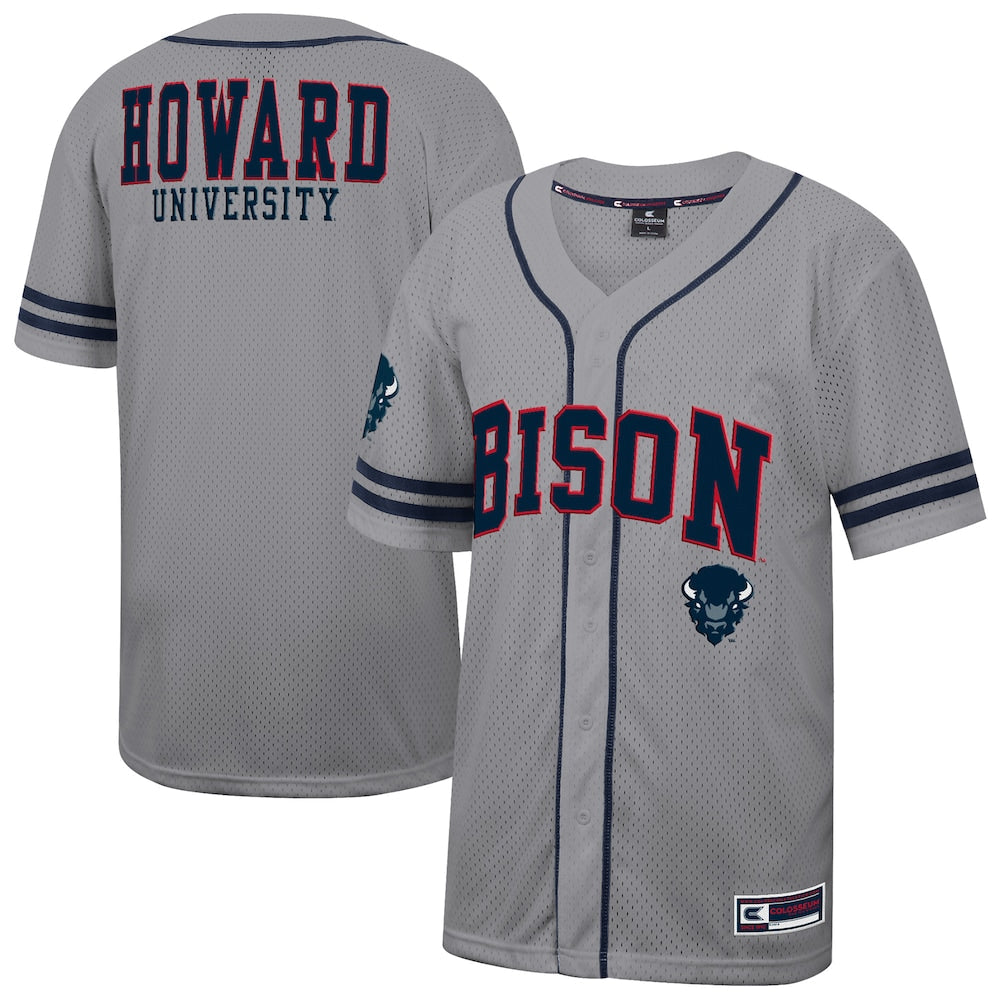 Colosseum Gray Howard Bison Free Spirited Baseball Jersey - retro stitched baseball jersey for Colosseum Gray fans