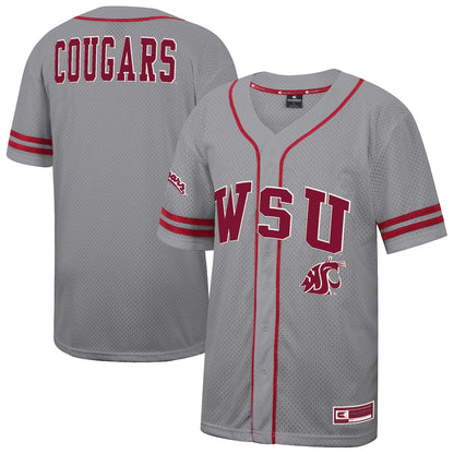 Colosseum Gray Washington State Cougars Free Spirited Baseball Jersey - retro stitched baseball jersey for Colosseum Gray fans