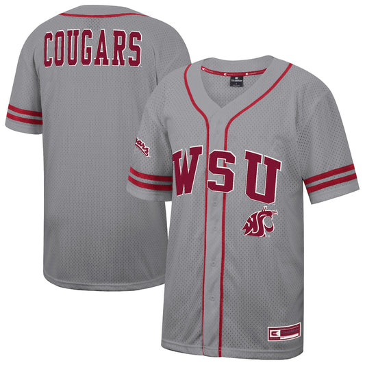 Colosseum Gray Washington State Cougars Free Spirited Baseball Jersey - retro stitched baseball jersey for Colosseum Gray fans