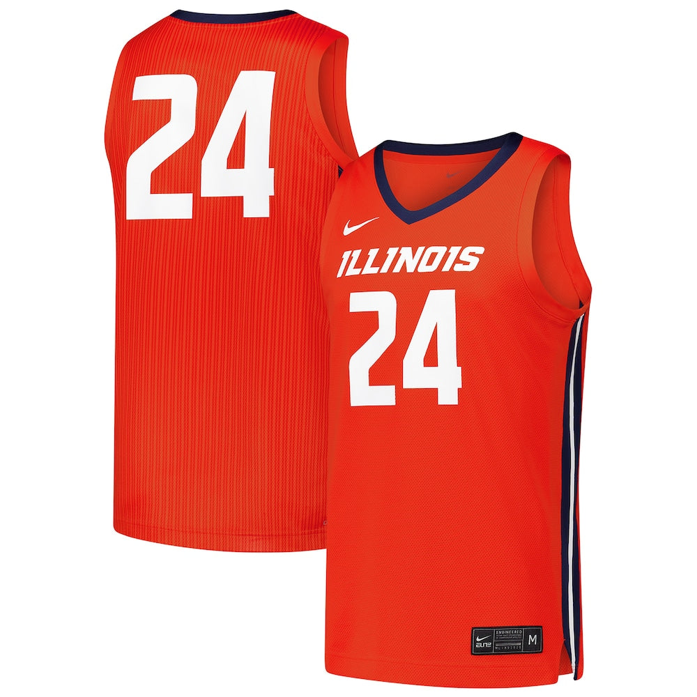 24 Orange Illinois Fighting Illini Replica Basketball Jersey - retro stitched basketball jersey for 24 Orange fans