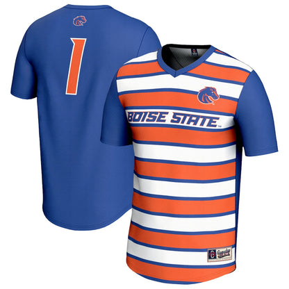 Gameday Greats Royal Boise State Broncos Lightweight Collegiate 1 Soccer Fashion Jersey - retro stitched jersey jersey for Gameday Greats fans