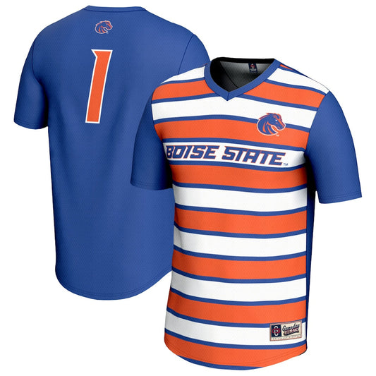 Gameday Greats Royal Boise State Broncos Lightweight Collegiate 1 Soccer Fashion Jersey - retro stitched jersey jersey for Gameday Greats fans