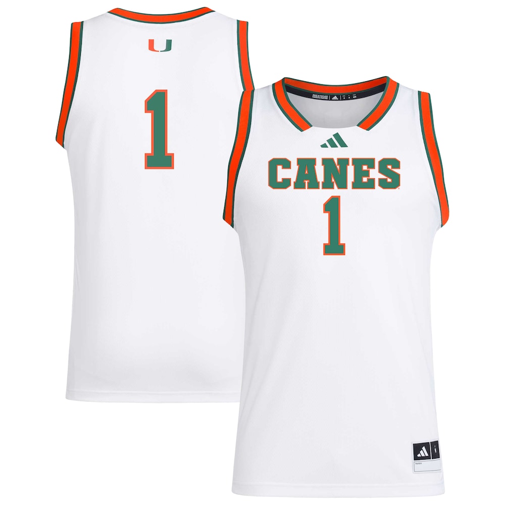 1 White Miami Hurricanes Replica Swingman Jersey - retro stitched jersey jersey for 1 White fans