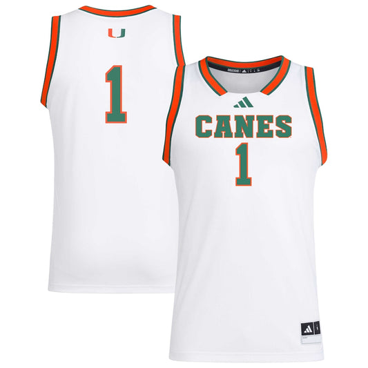 1 White Miami Hurricanes Replica Swingman Jersey - retro stitched jersey jersey for 1 White fans