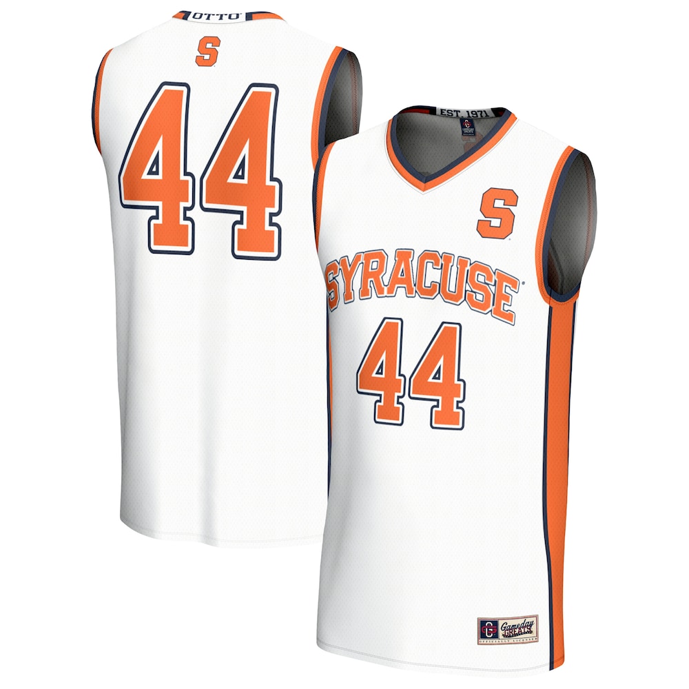 Gameday Greats White 44 Syracuse Orange Lightweight Collegiate Basketball Fashion Jersey - retro stitched basketball jersey for Gameday Greats fans