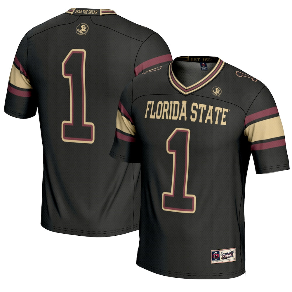 Gameday Greats 1 Black Florida State Seminoles Endzone Football Jersey - retro stitched football jersey for Gameday Greats fans