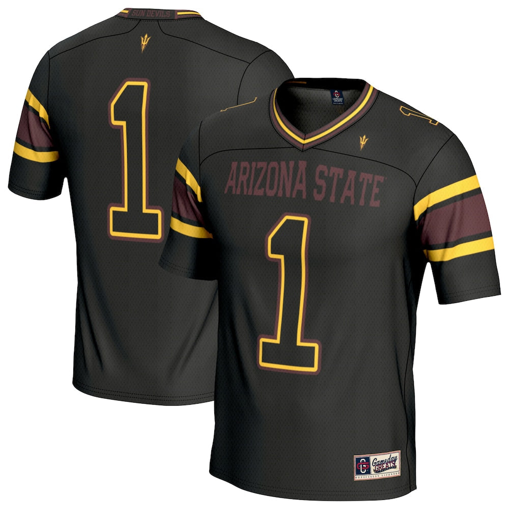 Gameday Greats Black 1 Arizona State Sun Devils Lightweight Collegiate Football Fashion Jersey - retro stitched football jersey for Gameday Greats fans