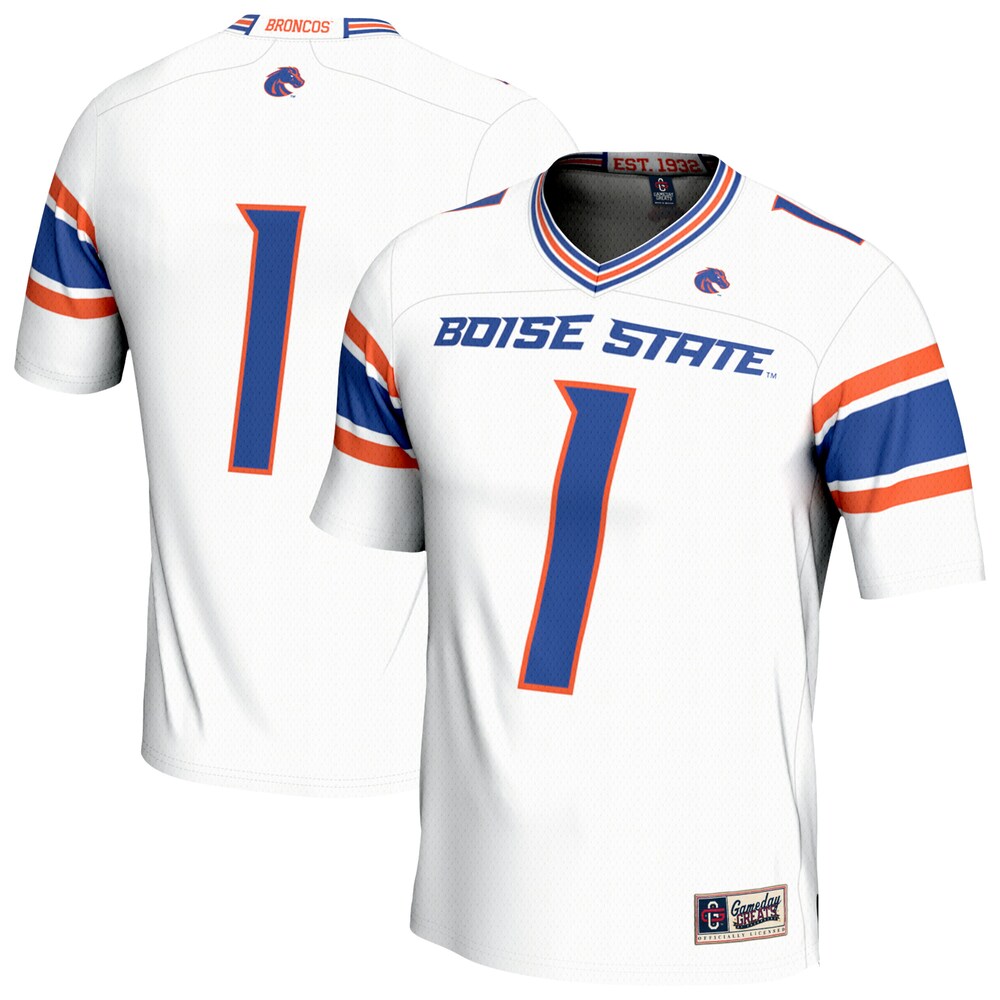 Gameday Greats White Boise State Broncos Collegiate Football Lightweight Fashion Jersey - retro stitched football jersey for Gameday Greats fans