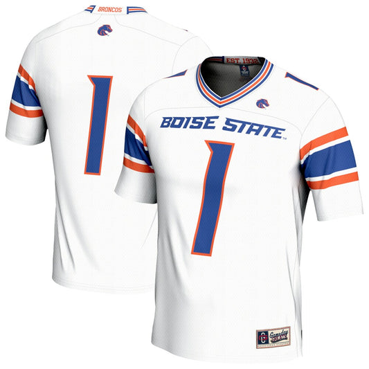 Gameday Greats White Boise State Broncos Collegiate Football Lightweight Fashion Jersey - retro stitched football jersey for Gameday Greats fans