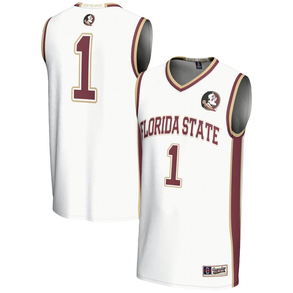 Male Gameday Greats 1 White Florida State Seminoles Lightweight Basketball Jersey - retro stitched basketball jersey for Male Gameday fans
