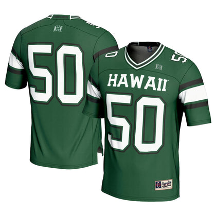 Gameday Greats 1 Green Hawaii Rainbow Warriors Football Jersey - retro stitched football jersey for Gameday Greats fans