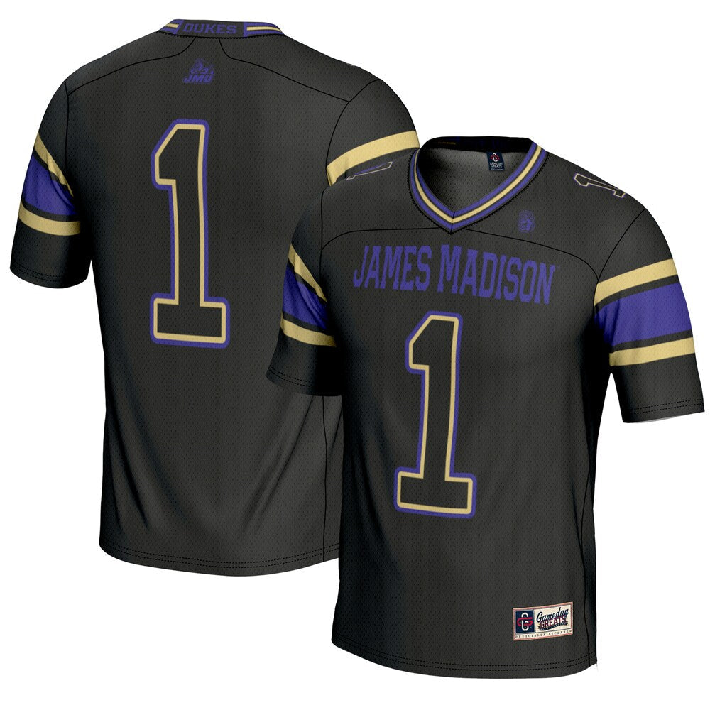 Gameday Greats 1 Black James Madison Dukes Endzone Football Jersey - retro stitched football jersey for Gameday Greats fans