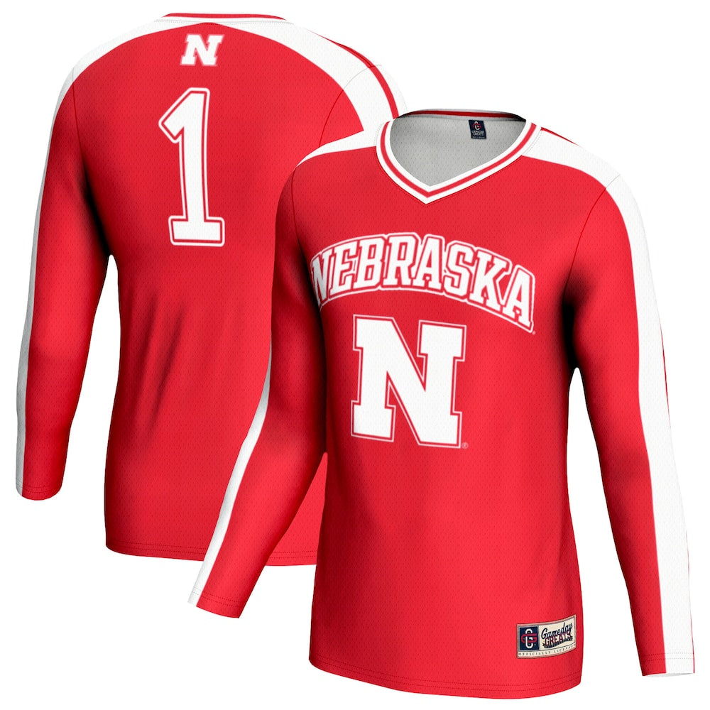 Gameday Greats Scarlet Nebraska Huskers Volleyball Lightweight Fashion Jersey - retro stitched jersey jersey for Gameday Greats fans