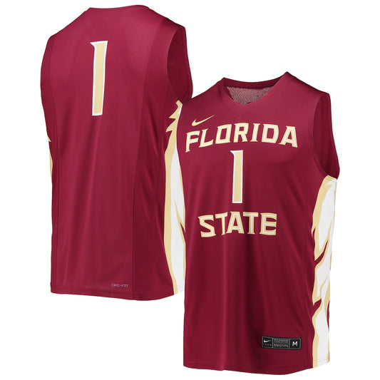 1 Garnet Florida State Seminoles Team Replica Basketball Jersey - retro stitched basketball jersey for 1 Garnet fans
