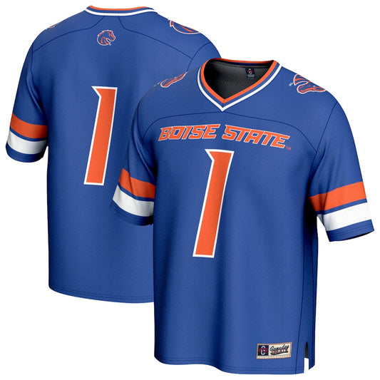 Gameday Greats Royal Boise State Broncos Collegiate Football Lightweight Fashion Jersey - retro stitched football jersey for Gameday Greats fans