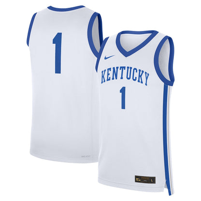 1 White Kentucky Wildcats Home Replica Jersey - retro stitched jersey jersey for 1 White fans