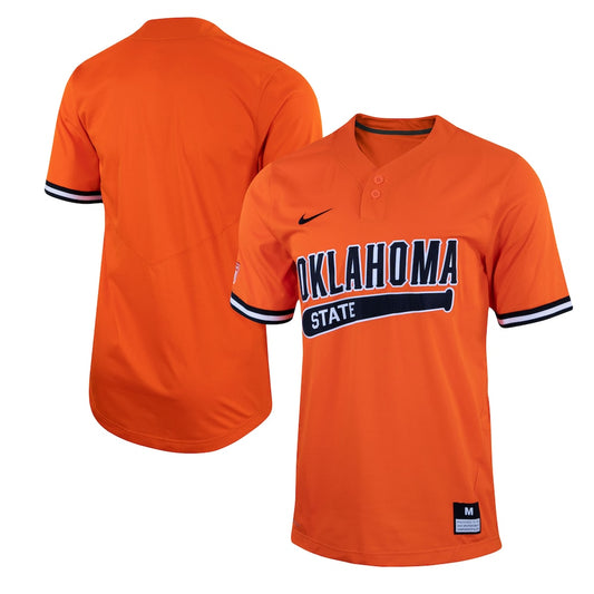 Orange Oklahoma State Cowboys Two Button Replica Baseball Jersey - retro stitched baseball jersey for Orange Oklahoma fans