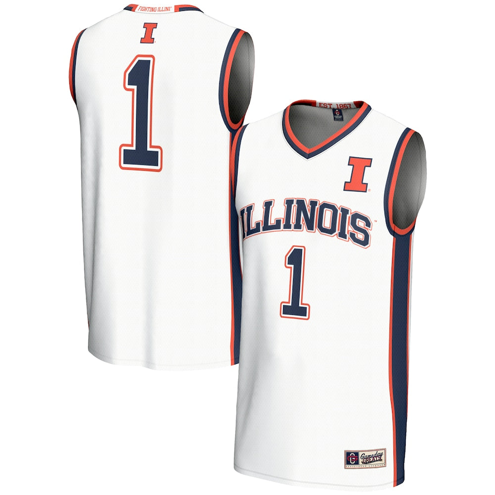 Gameday Greats 1 White Illinois Fighting Illini Lightweight Basketball Jersey - retro stitched basketball jersey for Gameday Greats fans