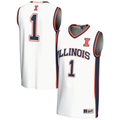 Gameday Greats 1 White Illinois Fighting Illini Lightweight Basketball Jersey - retro stitched basketball jersey for Gameday Greats fans