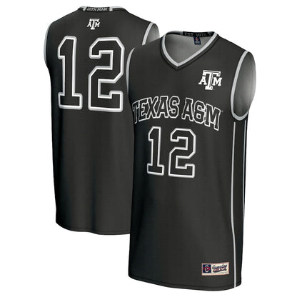 Gameday Greats 12 Black Texas Am Aggies Basketball Lightweight Fashion Jersey - retro stitched basketball jersey for Gameday Greats fans