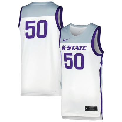 White Kansas State Wildcats Replica Basketball Jersey - retro stitched basketball jersey for White Kansas fans
