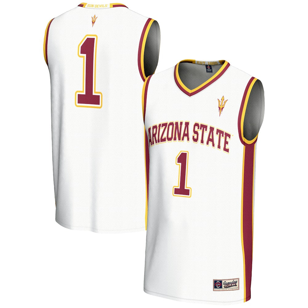 Male Gameday Greats 1 White Arizona State Sun Devils Lightweight Basketball Jersey - retro stitched basketball jersey for Male Gameday fans