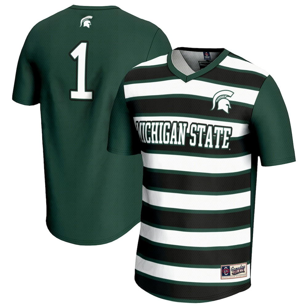 Gameday Greats 1 Green Michigan State Spartans Lightweight Soccer Fashion Jersey - retro stitched jersey jersey for Gameday Greats fans