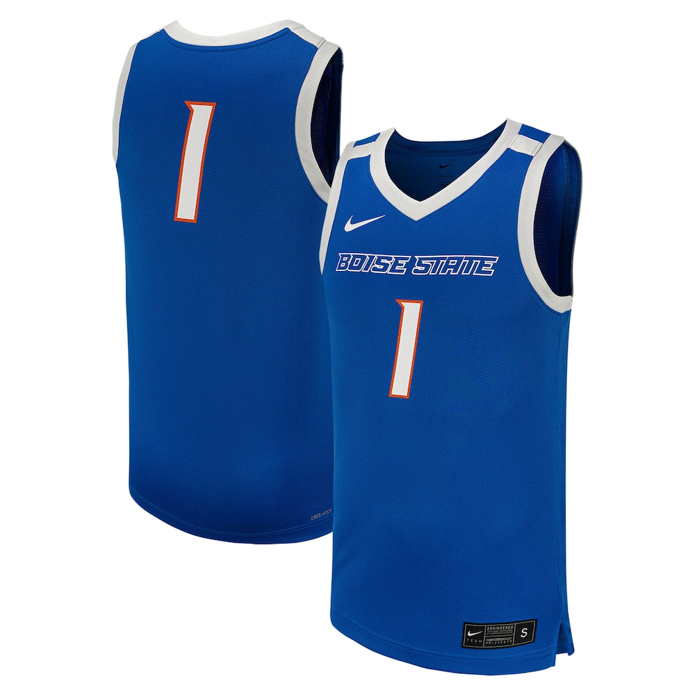 1 Royal Boise State Broncos Replica Basketball Jersey - retro stitched basketball jersey for 1 Royal fans
